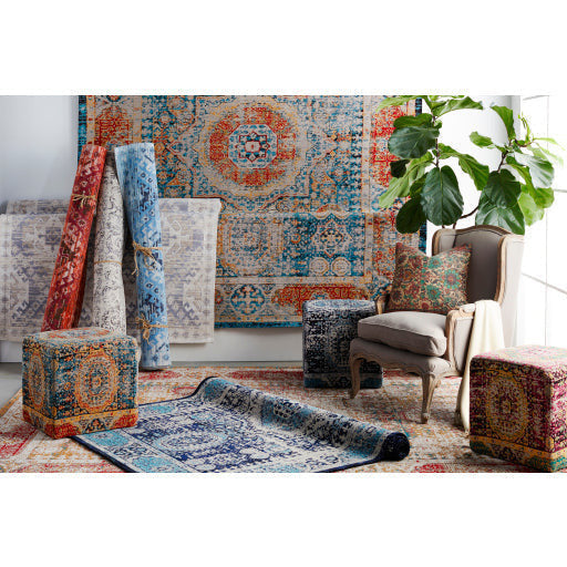 Surya Amsterdam Modern Rustic Navy, Pale Blue, Blue & Light Gray Chenille Pouf Ottoman AMPF-003 - Image 3