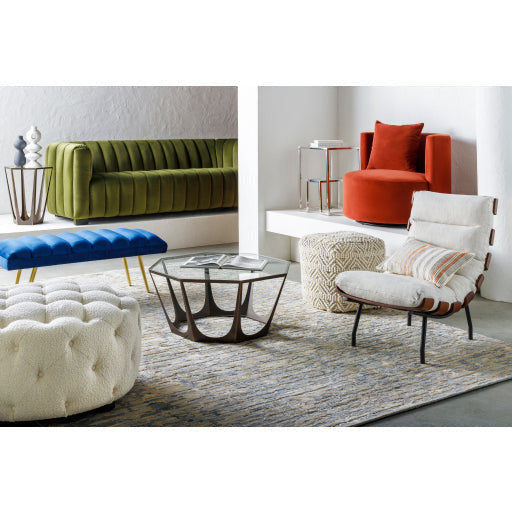 Surya Vortex Modern Glass Top With Brown Metal Base Accent Side Table VTX-001 - Image 3