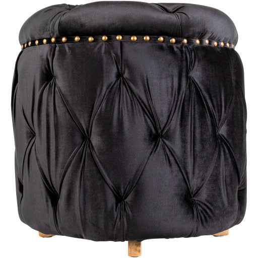 Surya Amana Modern Dark Ink Blue Tufted Round Ottoman With Nailheads AAA-001 - Image 3