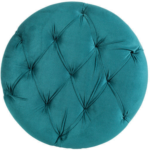 Surya Amana Modern Deep Teal Tufted Round Ottoman With Nailheads AAA-003 - Image 3