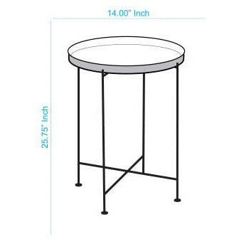 Surya Allenbury Modern Gray Tray Top With Gold Metal Base Round Accent Side Table AEU-001 - Image 3
