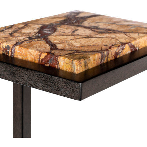 Surya Stone Age Modern Brown Marble Top With Brown Metal Base Accent Side Table AGE-001 - Image 3