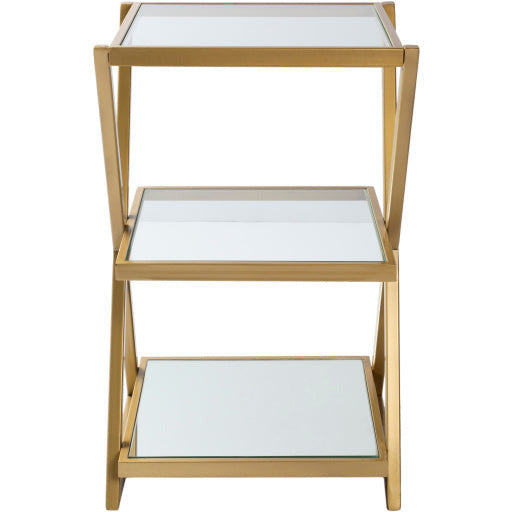 Surya Aliya Modern Glass Shelves With Gold Metal Accent Side Table ALI-001 - Image 2