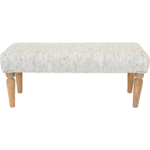 Surya Anthracite Rustic Modern Hand Woven Fabric Bench With Natural Wood Base ATE-001 - Image 2