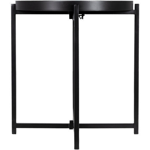 Surya Aracruz Modern Black Wood Top With Black Metal Base Accent Side Table AZU-003 - Image 2