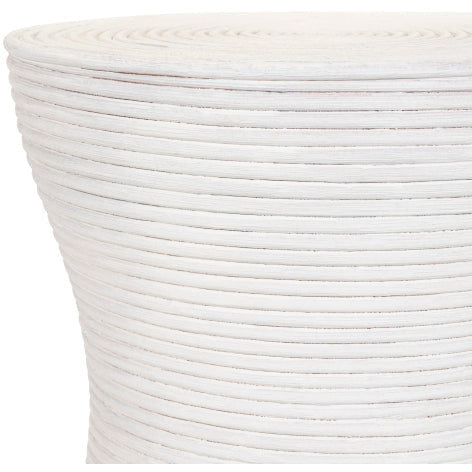Surya Balinese Modern White Rattan Round Accent Side Table BAS-005 - Image 3