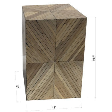 Surya Cane Garden Modern Natural Wood Accent Side Table CGN-003 - Image 3