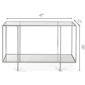 Surya Alecsa Modern Glass Top & Gold Metal Base With Mirrored Bottom Shelf Console Table EAA-013 - Image 2