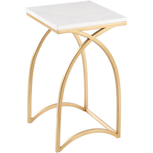 Surya Evana Modern White Marble Top With Gold Metal Base Set Of 2 Nesting Accent Side Tables EAN-001 - Image 3