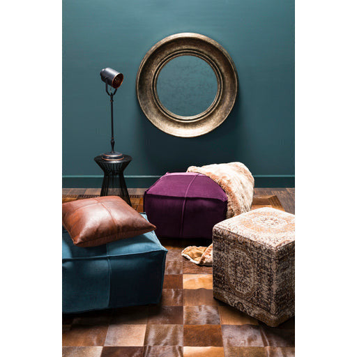 Surya Amsterdam Modern Rustic Gray, Dark Plum, Brown & Light Gray Chenille Pouf Ottoman AMPF-002 - Image 3