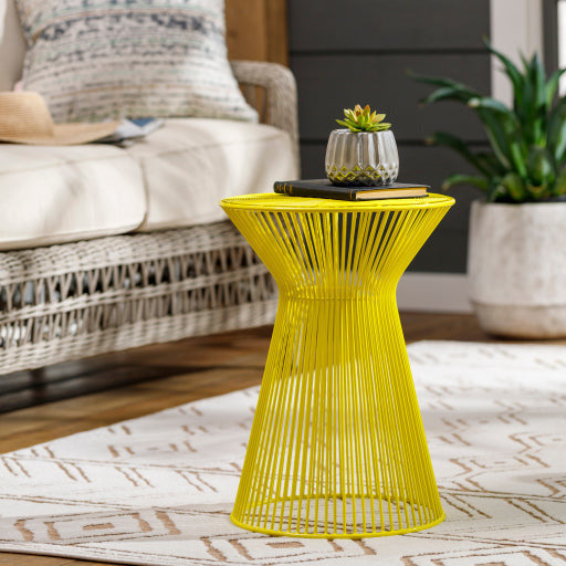 Surya Fife Modern Bright Yellow Metal Round Accent Side Table FIFE-104 - Image 1