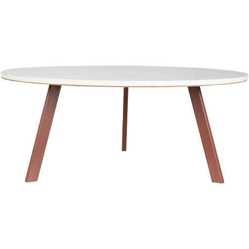 Surya Gabriella Modern White Marble Top With Brown Metal Base Round Coffee Table GBA-001 - Image 3