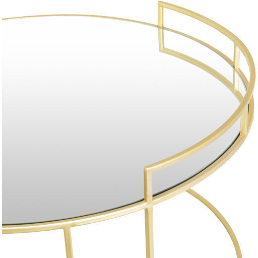 Surya Gossamer Modern Mirrored Glass With Metallic Gold Metal Base Round Coffee Table GSS-001 - Image 3