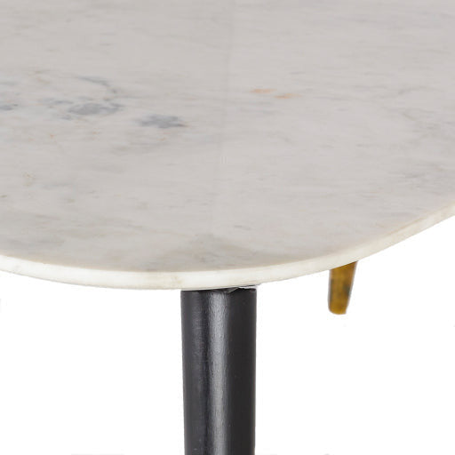 Surya Grandeur Modern White Marble Top With Black Wood & Brass Base Coffee Table GUR-001 - Image 3