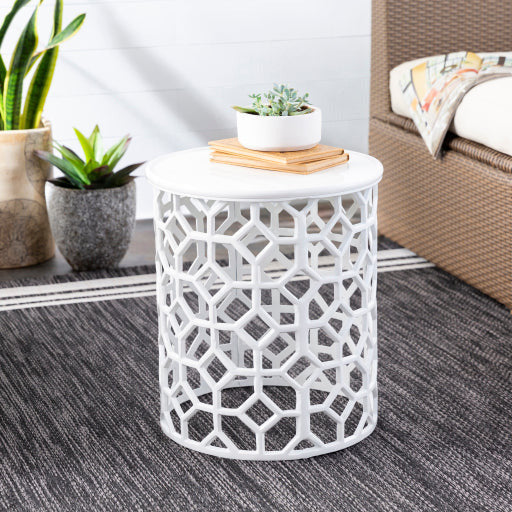 Surya Hale Modern White Metal Round Accent Side Table HALE-100 - Image 2