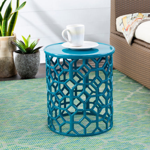 Surya Hale Modern Teal Metal Round Accent Side Table HALE-102 - Image 2