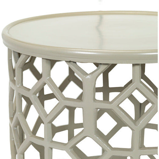 Surya Hale Modern Cream Metal Round Accent Side Table HALE-107 - Image 3