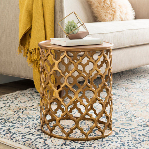 Surya Hammett Modern Metallic Brass Metal Round Accent Side Table HMMT-100