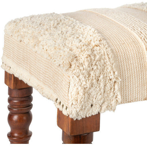 Surya Haarlem Modern Boho Bench With Natural Wood Base HRM-004 - Image 3