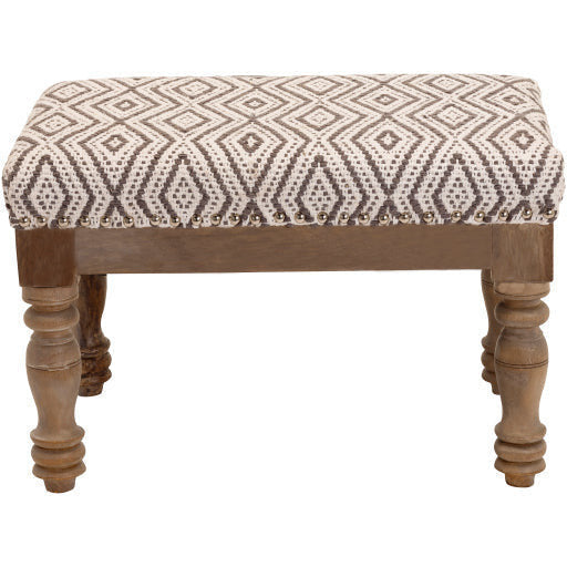 Surya Innisswell Modern Rustic Ivory & Charcoal Footstool Ottoman INI-001 - Image 2