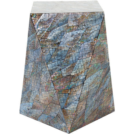 Surya Iridescent Modern Shell and Wood Accent Side Table ISC-006 - Image 2
