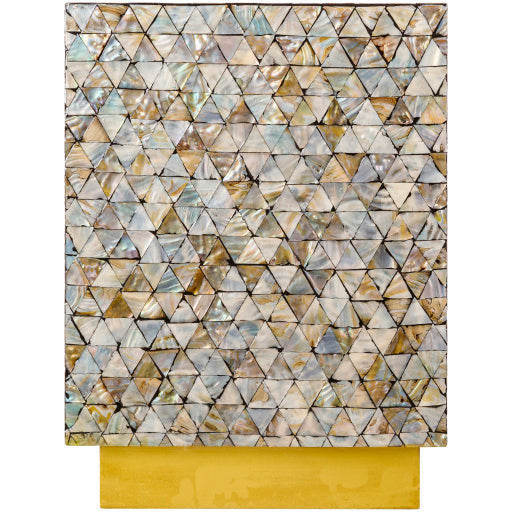 Surya Iridescent Modern Shell and Wood With Gold Base Accent Side Table ISC-009 - Image 2