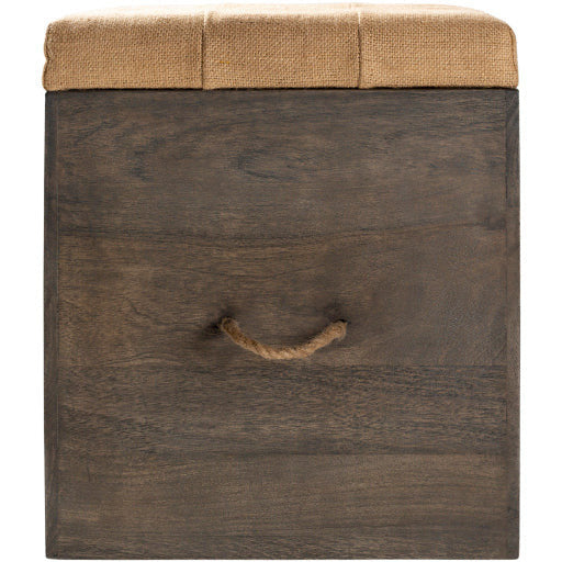 Surya Kassi Modern Rustic Tan Jute & Wood Storage Ottoman KSS-001 - Image 2