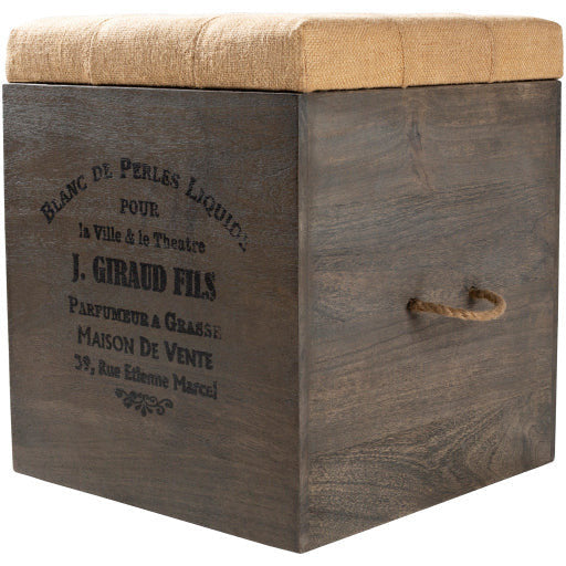 Surya Kassi Modern Rustic Tan Jute & Wood Storage Ottoman KSS-001 - Image 1