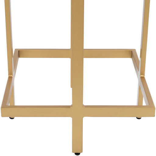 Surya Lindsey Modern Marble Top With Gold Metal Base Accent Side Table LEY-100 - Image 3