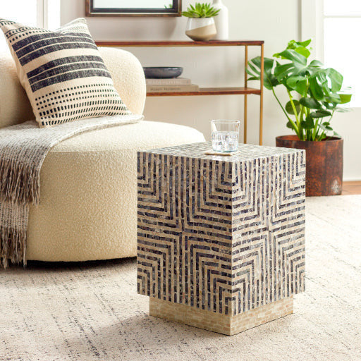 Surya Lharysa Modern Shell and Wood Accent Side Table LYH-002 - Image 1