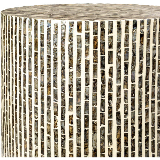 Surya Lharysa Modern Shell and Wood Round Accent Side Table LYH-003 - Image 3