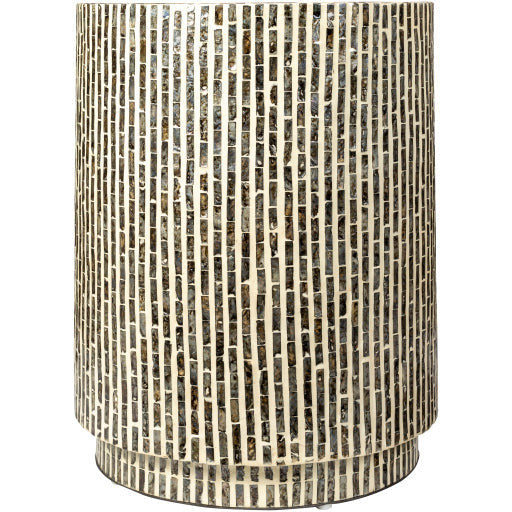 Surya Lharysa Modern Shell and Wood Round Accent Side Table LYH-003 - Image 1