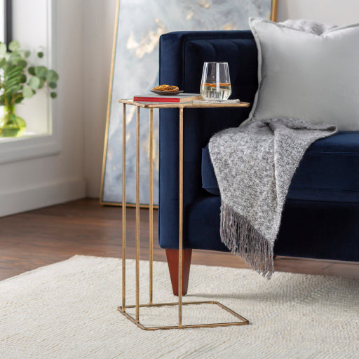 Surya Natalie Modern Glass Top With Gold Metal Base Accent Side Table NAE-001 - Image 1