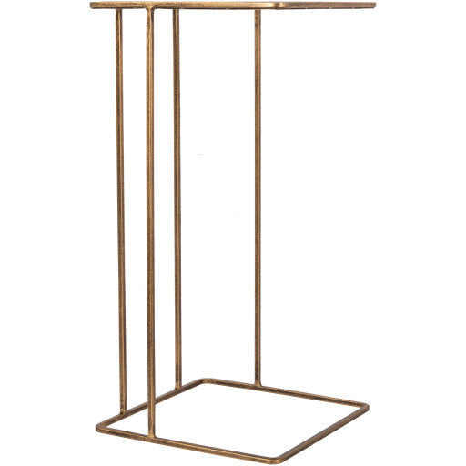 Surya Natalie Modern Glass Top With Gold Metal Base Accent Side Table NAE-001 - Image 2