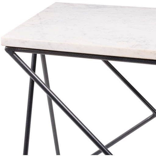 Surya Norah Modern White Marble Top With Gray Metal Base Accent Side Table NRH-005 - Image 2