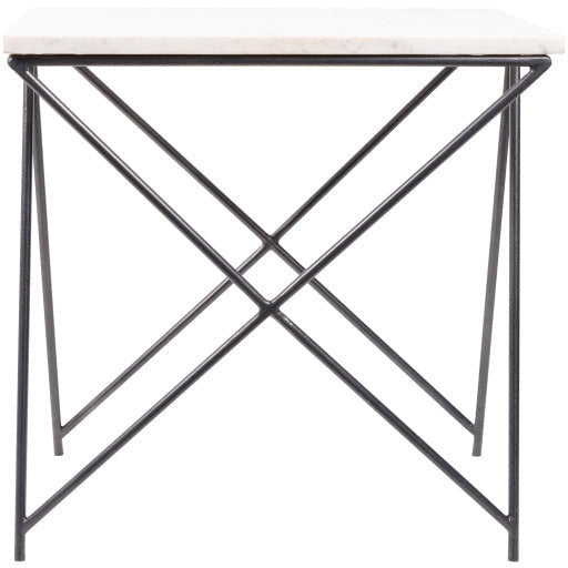 Surya Norah Modern White Marble Top With Gray Metal Base Accent Side Table NRH-005 - Image 3