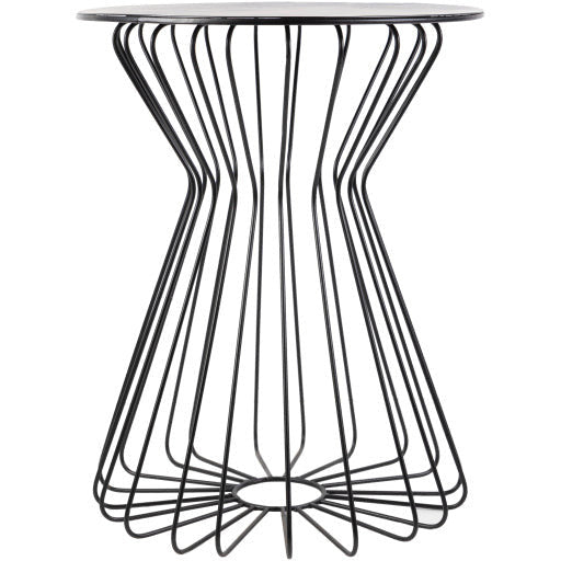 Surya Carlee Modern Black Top With Black Metal Base Round Accent Side Table RAC-001 - Image 2