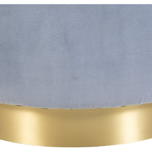 Surya Roxeanne Modern Slate Velvet Round Pouf Ottoman With Gold Base RON-005 - Image 2
