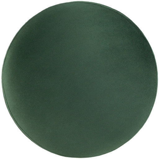 Surya Roxeanne Modern Dark Green Velvet Round Pouf Ottoman With Gold Base RON-006 - Image 3