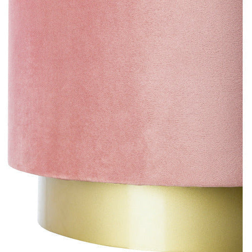 Surya Roxeanne Modern Pastel Pink Velvet Round Pouf Ottoman With Gold Base RON-010 - Image 3