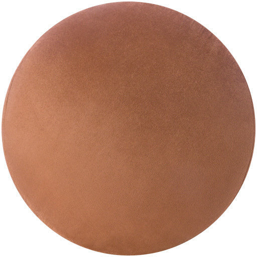 Surya Roxeanne Modern Brown Velvet Round Pouf Ottoman With Gold Base RON-012 - Image 3