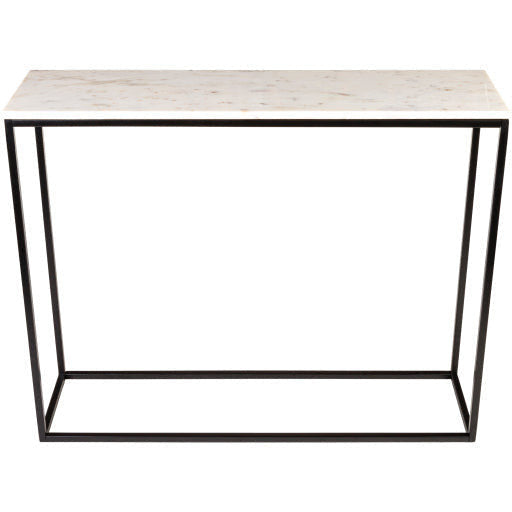 Surya Aryaa Modern White Marble Top With Black Metal Base Console Table YAA-007 - Image 3