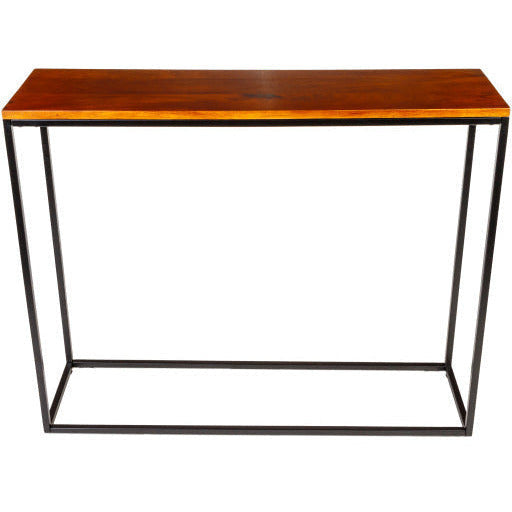 Surya Aryaa Modern Dark Brown Wood Top With Black Metal Base Console Table YAA-008 - Image 3