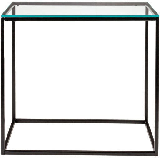 Surya Aryaa Modern Glass Top With Black Metal Base Accent Side Table YAA-012 - Image 3