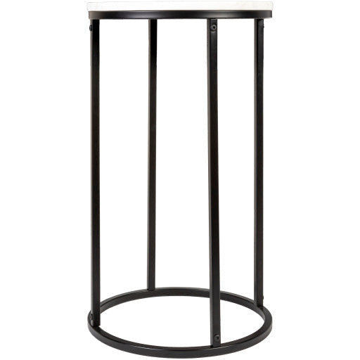 Surya Aryaa Modern White Marble Top With Black Metal Base Round Accent Side Table YAA-013 - Image 3