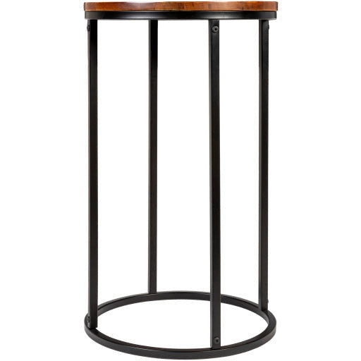 Surya Aryaa Modern Wood Top With Black Metal Base Round Accent Side Table YAA-014 - Image 3
