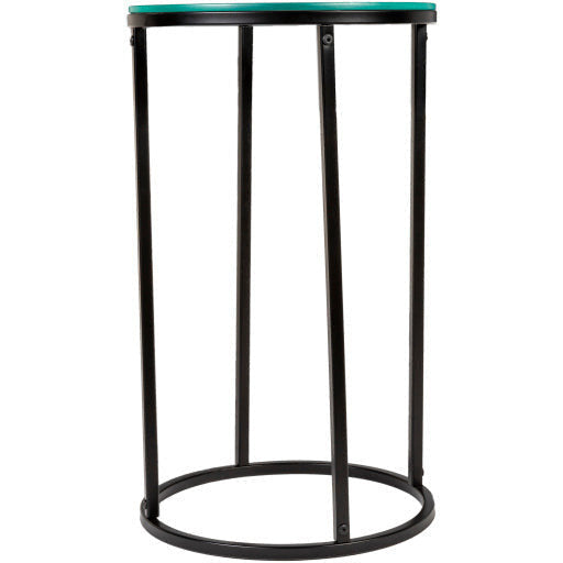 Surya Aryaa Modern Glass Top With Black Metal Base Round Accent Side Table YAA-015 - Image 3