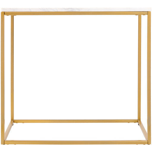 Surya Aryaa Modern White Marble Top With Gold Metal Base Accent Side Table YAA-019 - Image 2