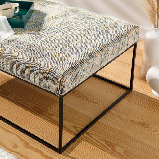 Surya Yalova Rustic Modern Hand Woven Fabric Bench With Black Metal Base YAL-003 - Image 3