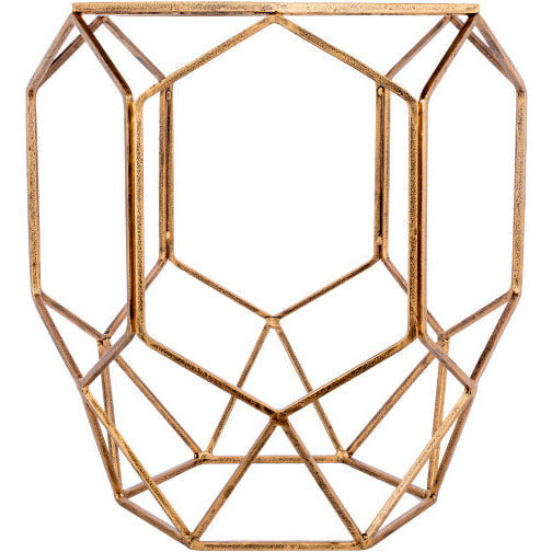 Surya Zig Zag Modern Glass Top With Gold Metal Base Accent Side Table ZIA-002 - Image 3
